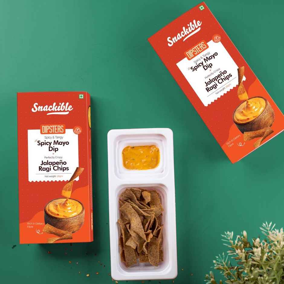Snackible Jalapeno Ragi Chips | with Spicy Mayo Dip | High Fibre