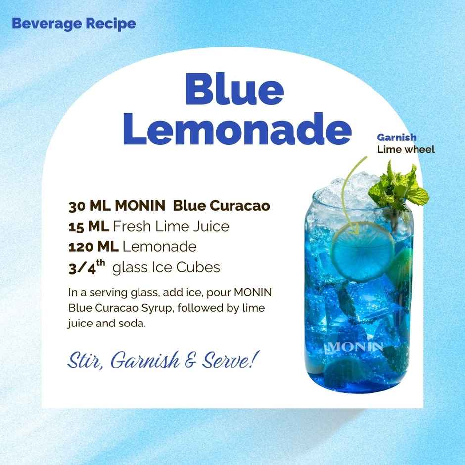 Monin Bleu Curacao Syrup For Cocktail | Mocktails | Mixers