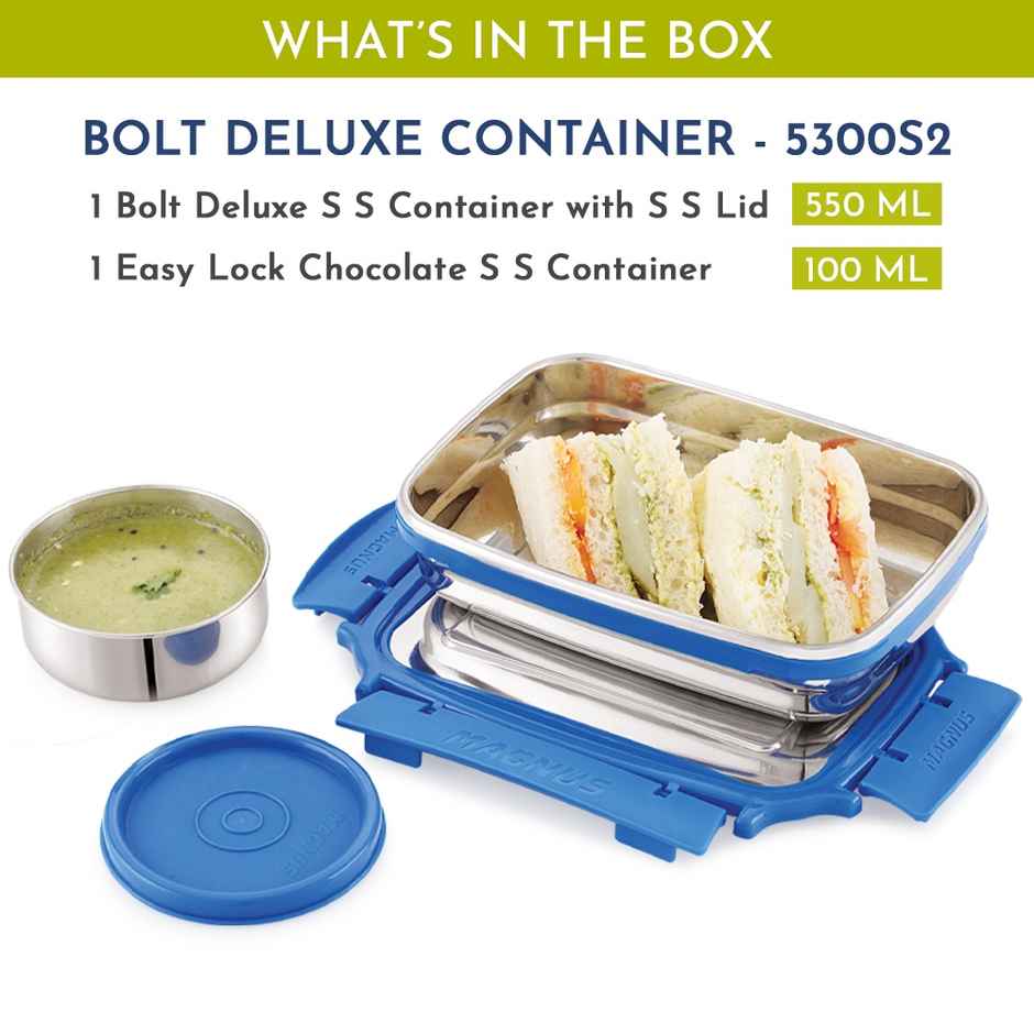 Magnus Bolt Deluxe Storage Container 550 ml +100 ml | Airtight Lid & Detachable Lock