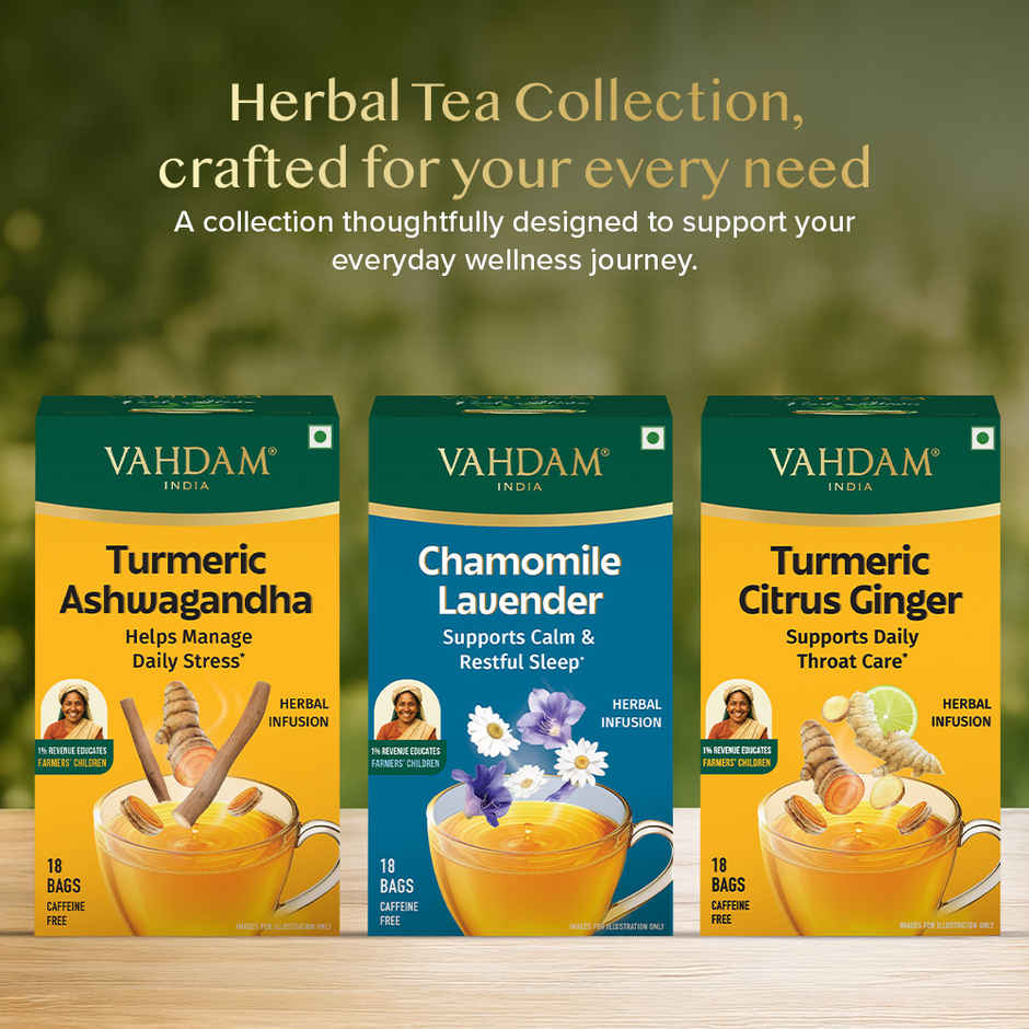 Vahdam Turmeric Citrus Ginger for Throat Relief | Herbal Infusion