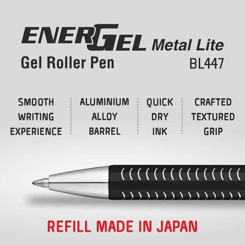 Pentel Energel Metal Lite Single Blister Black Body Black Ink