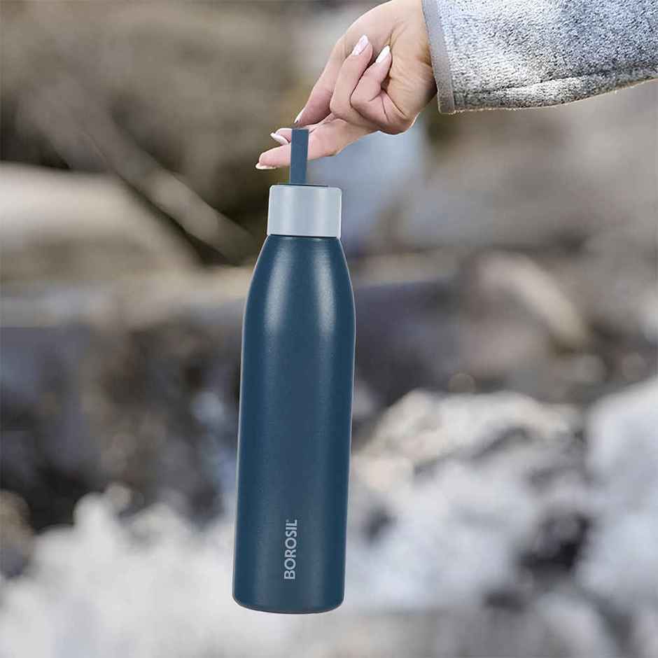 Borosil Duomate Double Wall Vacuum Insulated Stainless Steel Bottle | Blue | 900 ml