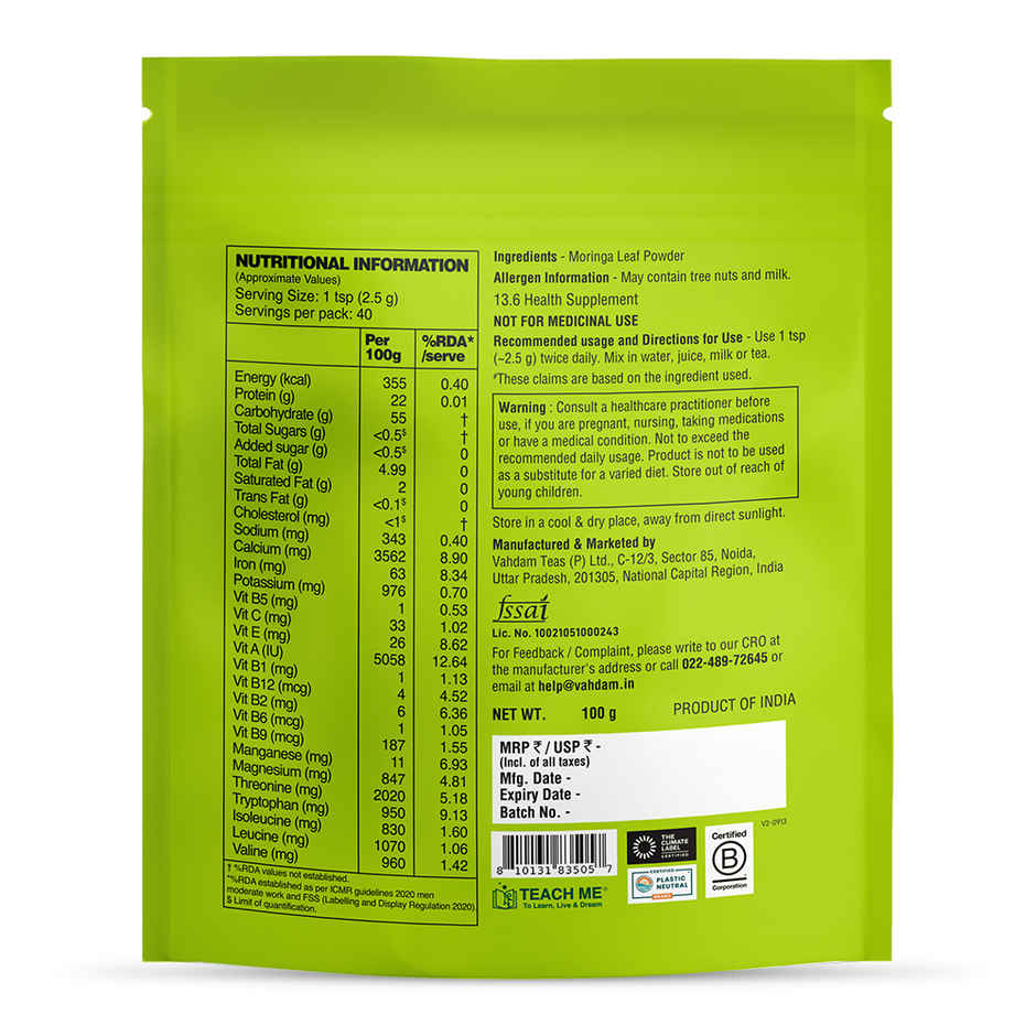 Vahdam Moringa Powder