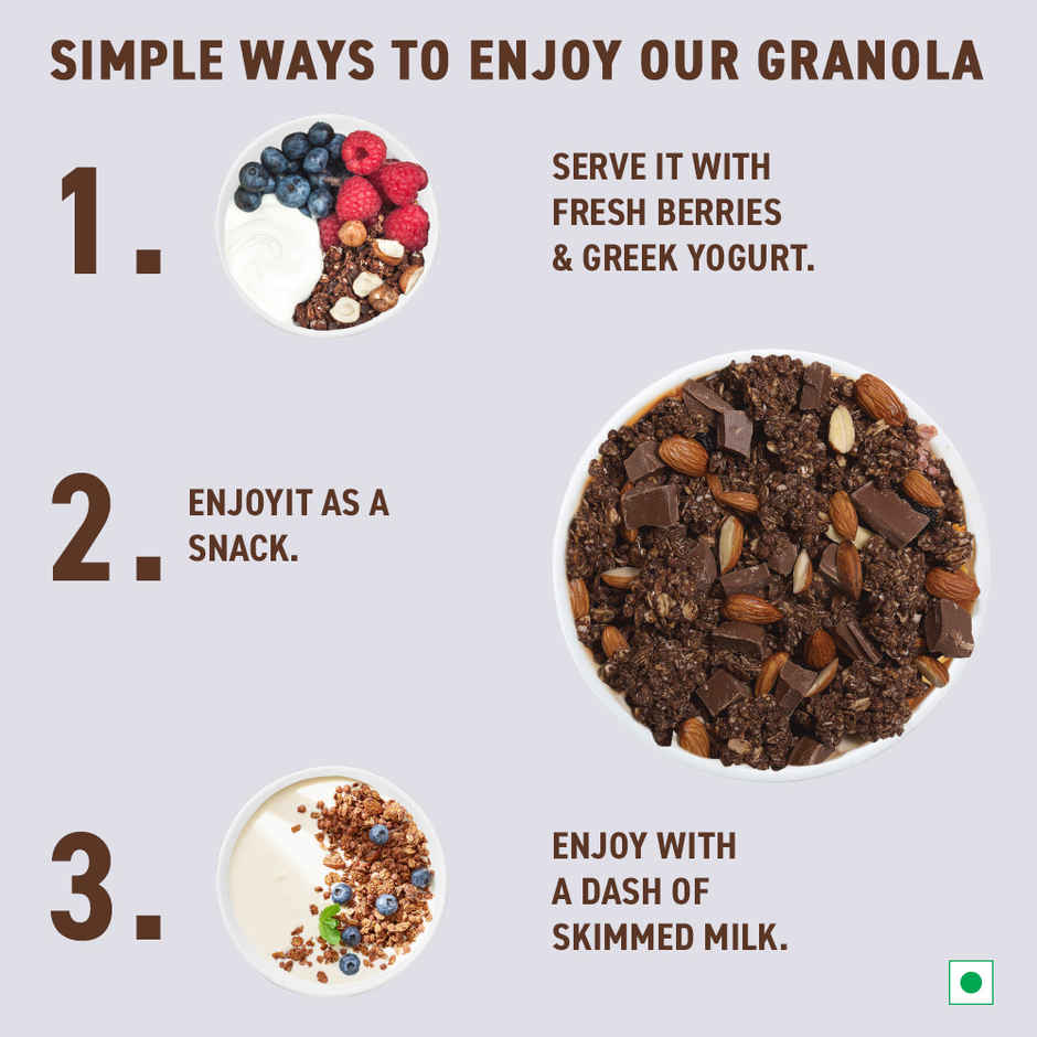 Bagrry's Belgian Dark Chocolate & Almonds Granola (100% Natural Cocoa)