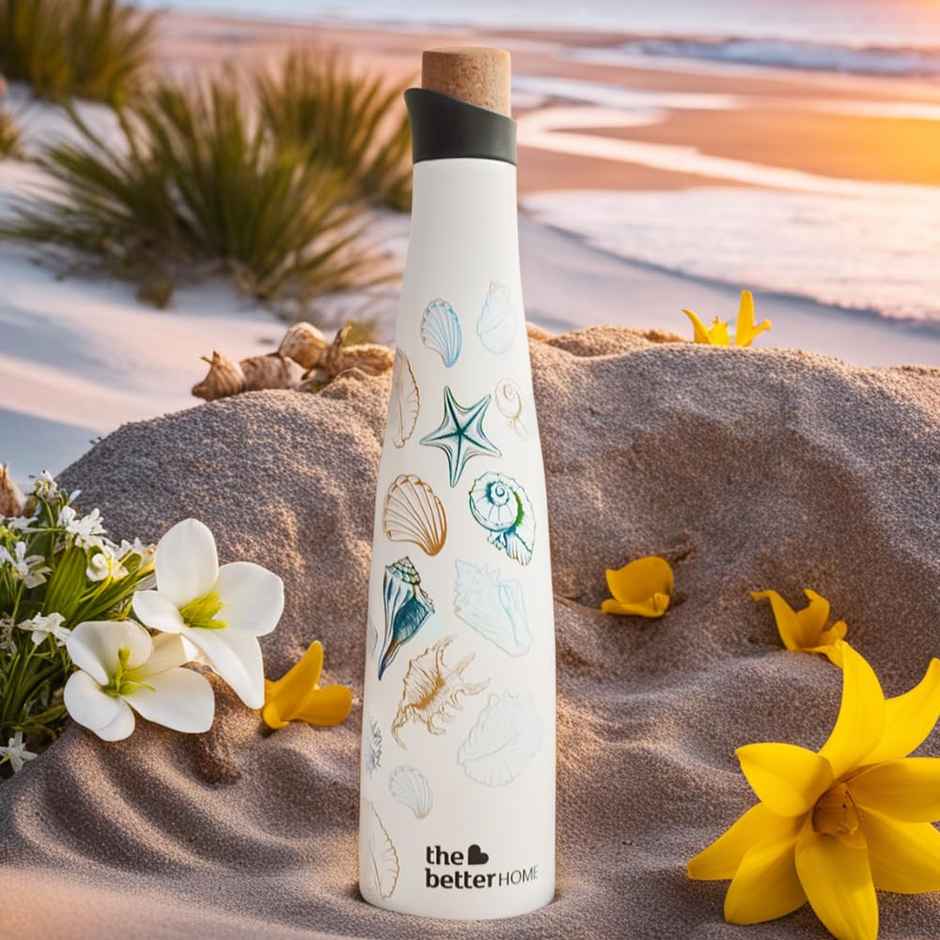 The Better Home Insulated Stainless Steel Water Bottle With Cork Cap | 750Ml | Deep Sea Design