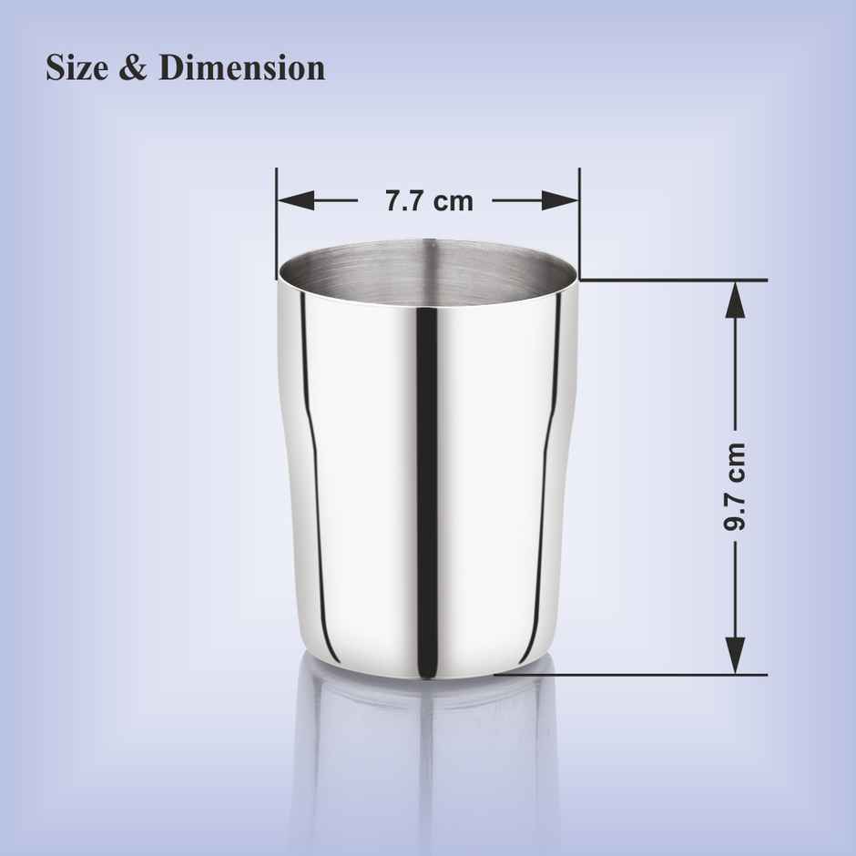 Bhalaria Stainless Steel Glass Food Grade | Serving Glass | Water Juice | 325 ml