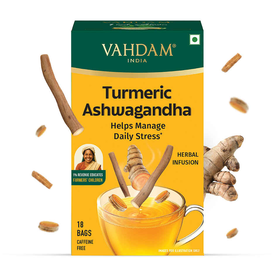 Vahdam Turmeric Ashwagandha for Stress Relief | Herbal Infusion