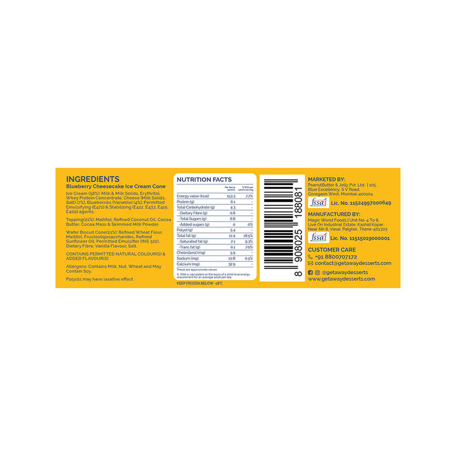 Get-A-Way Blueberry Cheesecake Cone | Zero Added Sugar