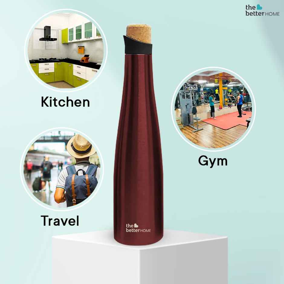 The Better Home 750Ml Insulated Stainless Steel Water Bottle With Cork Cap | Wine