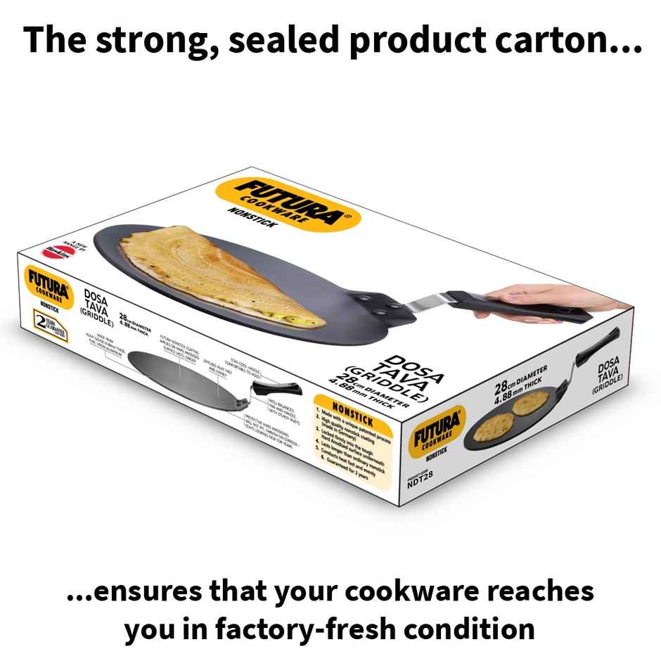 Hawkins Futura 28 Cm Dosa Tava Non Stick Dosa Tawa Small Dosa Tawa - Black