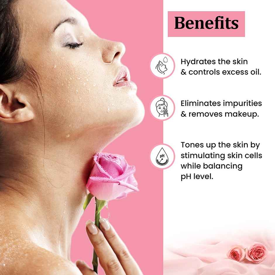 TNW The Natural Wash 100% Steam Distilled Rose Water Face Toner Spray, Make Up Remover & Hydration