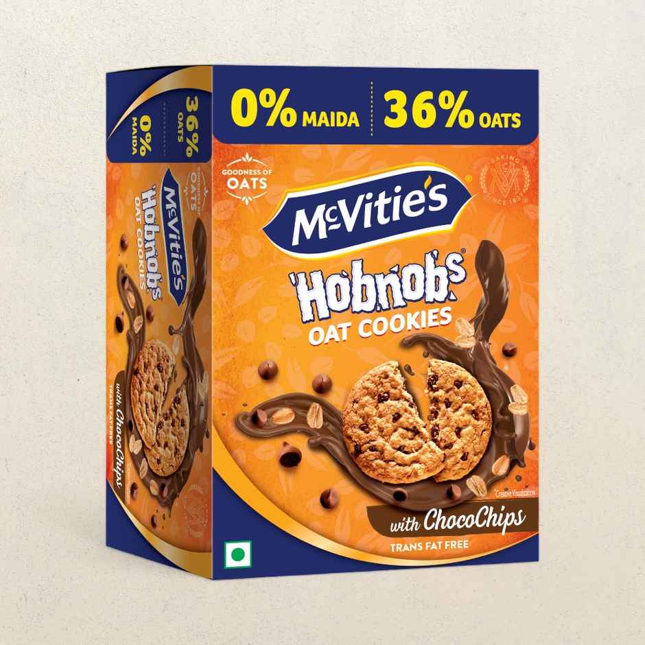 Mcvitie'S Hobnobs Crunchy Chocochip Cookies , 0% Maida & 36% Oats