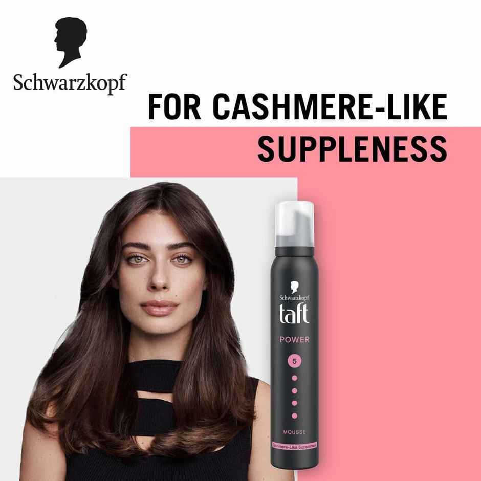 Schwarzkopf Taft Hair Mousse Power Hold 5 | Cashmere-Like Suppleness | Dry & Damaged Hair