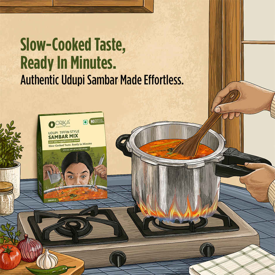 Orika Udupi Tiffin Style South Indian Sambar Mix | With Special Taste Maker Sachet