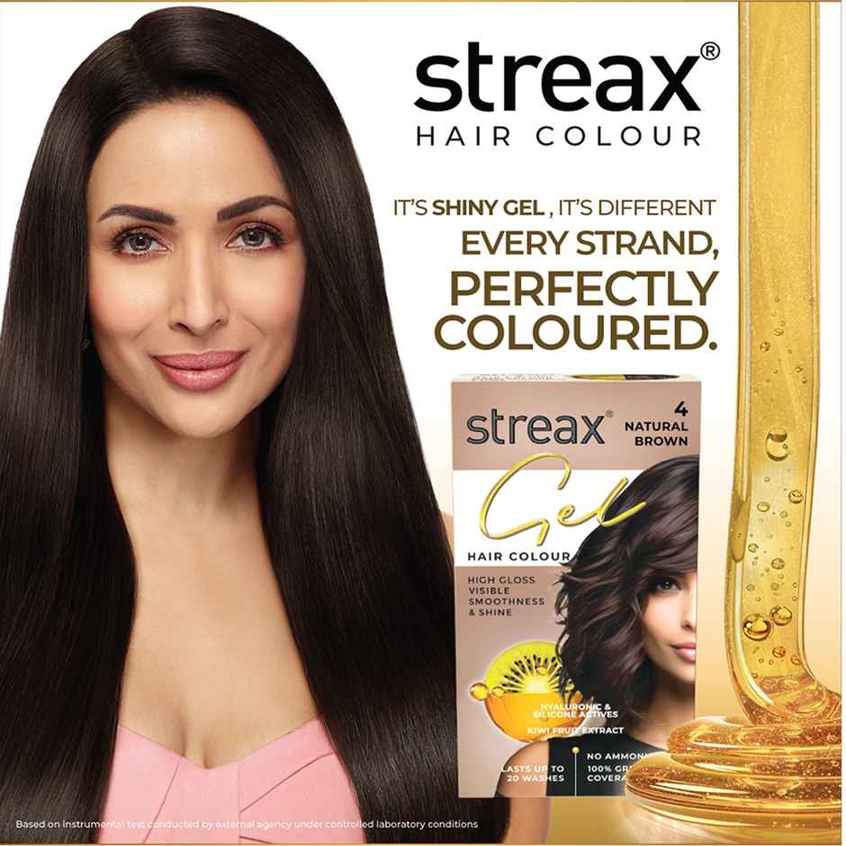 Streax Gel Hair Colour For Women, Natural Brown 4 |100% Grey Coverage