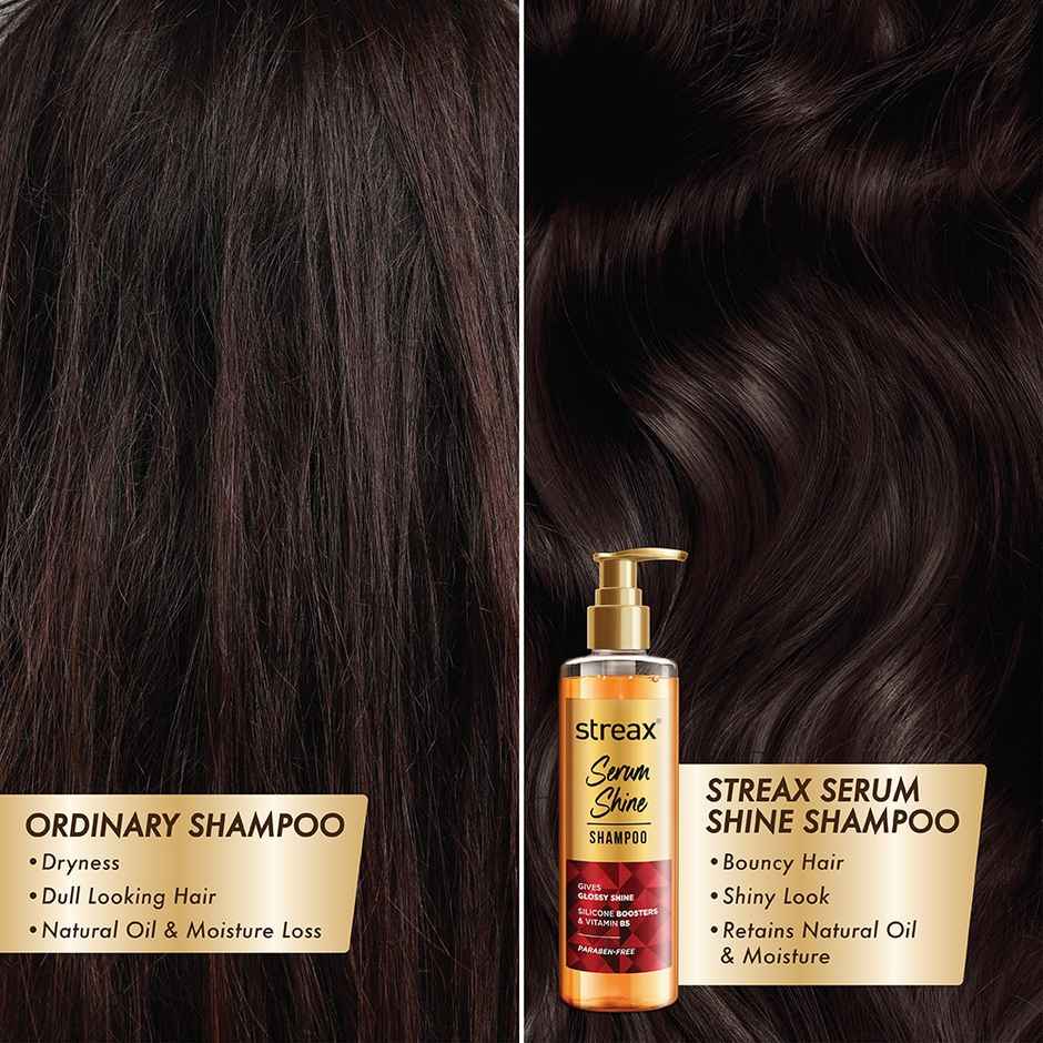 Streax Serum Shine Paraben Free Shampoo For Frizzy And Dry Hair With Silicon Boosters