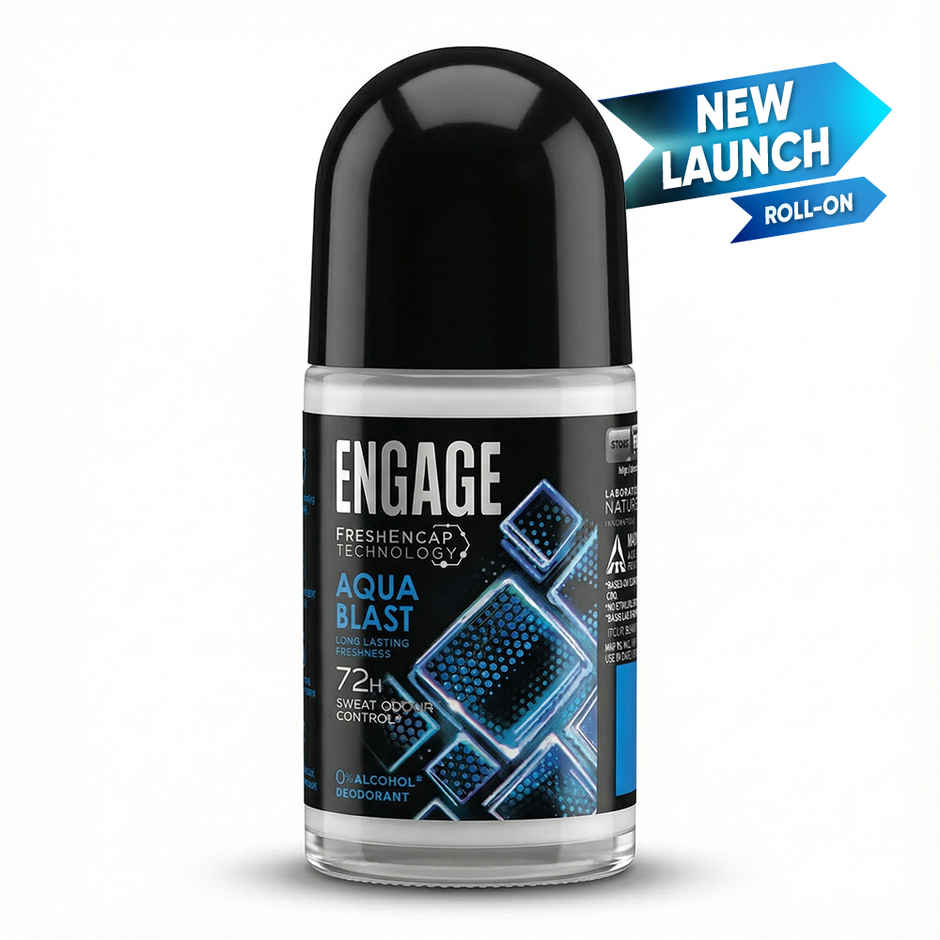 Engage Aqua Blast Underarm Roll-On Deo for Men | 72hr Protection