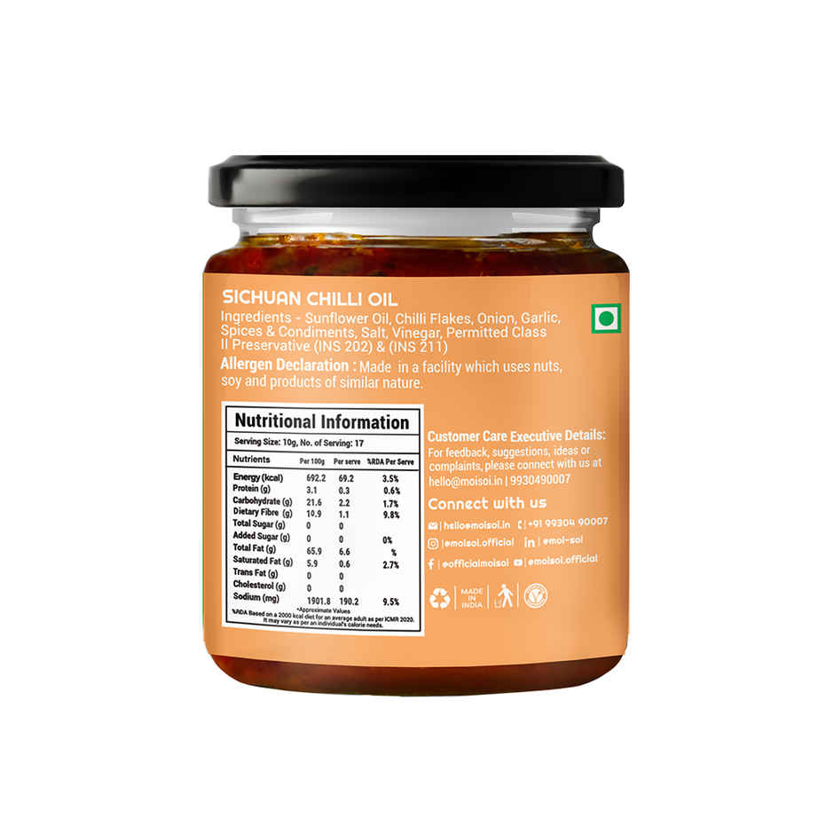 Moi Soi Sichuan Chilli Oil- For Stir Fry Marinade Spread & Dip