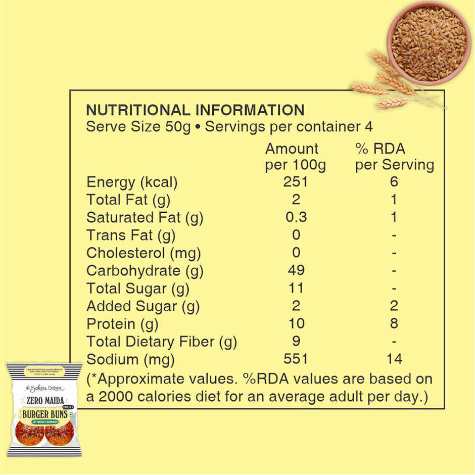The Baker's Dozen Pure Whole Wheat Bread & The Baker's Dozen Zero Maida Burger Buns Combo