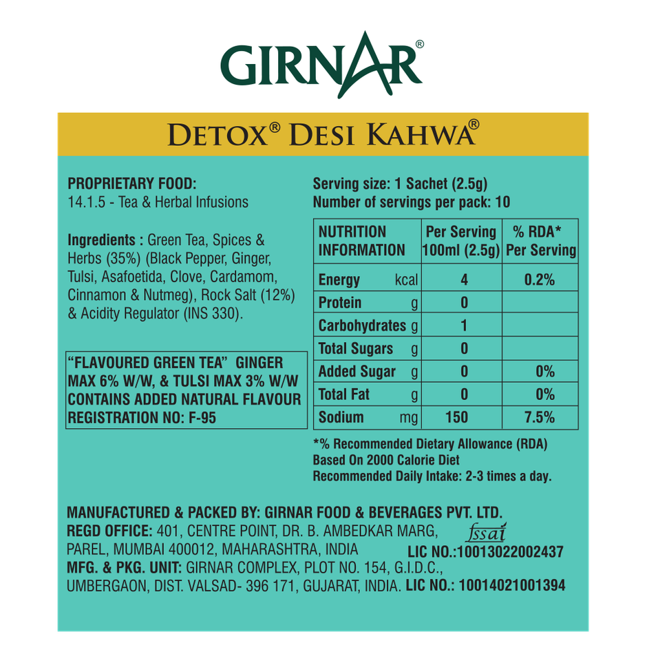Girnar Detox Desi Kahwa Green Tea Bags