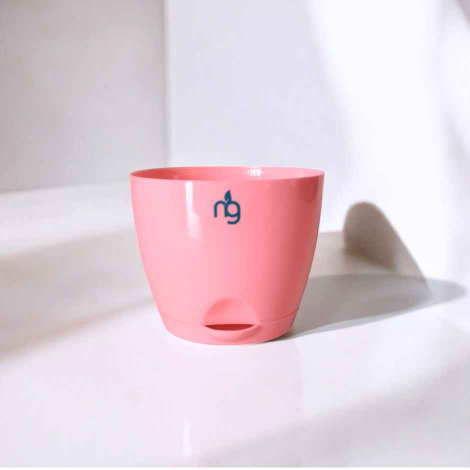 Nurturing Green - Self Watering Pot | Set of 1 | Peach | Size: 8cm x 6.5cm | Flower Pots