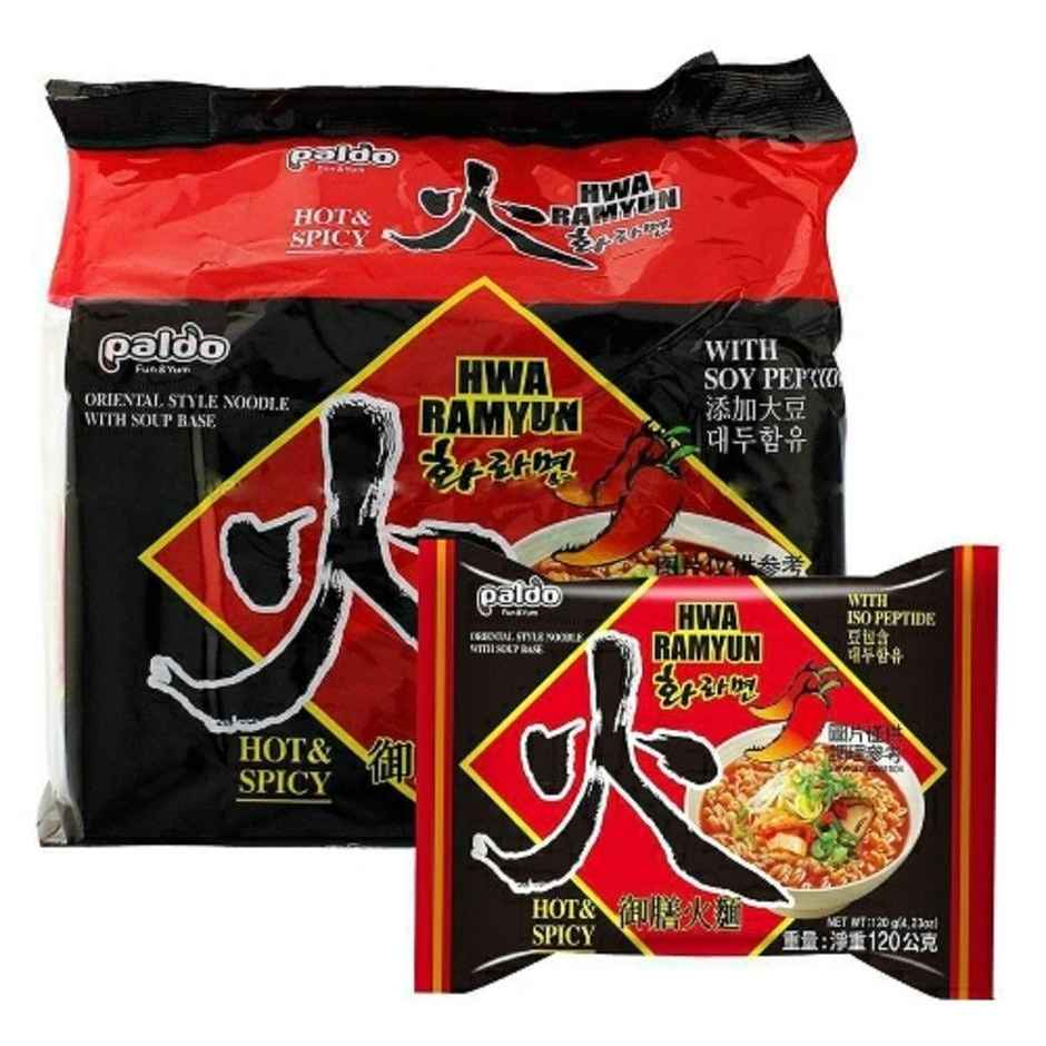 Paldo Hwa Ramyun Spicy Korean Noodles  (Pack Of 5)(600gms) & Pororo Korean Drink Milk Flavor Flavor(235ml) Combo