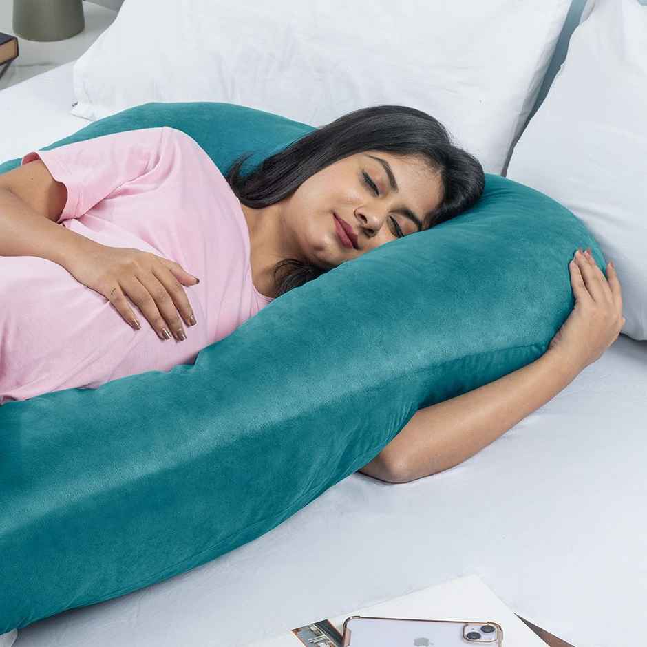 Maternity Pillow for Pregnancy Support | U Shape | Super Soft & Machine Peacock Green