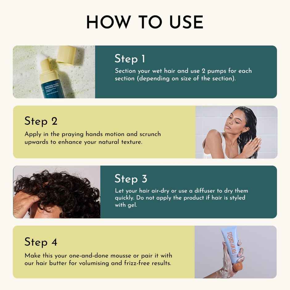 Fix My Curls Weightless Whip Volumizing Mousse Enriched With Rice Protein & Apple Cider Vinegar