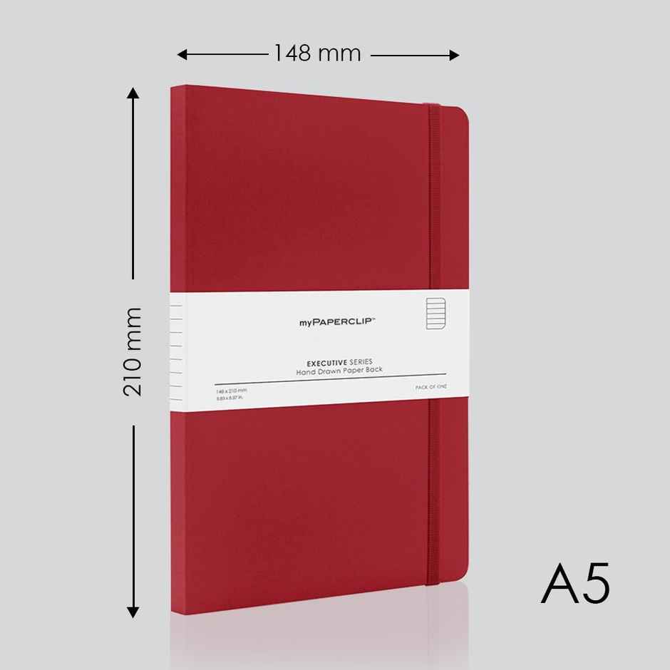 myPAPERCLIP Executive Series A5 Notebook | Soft Cover | Red | 240 Ruled Pages | Flat-lay Design