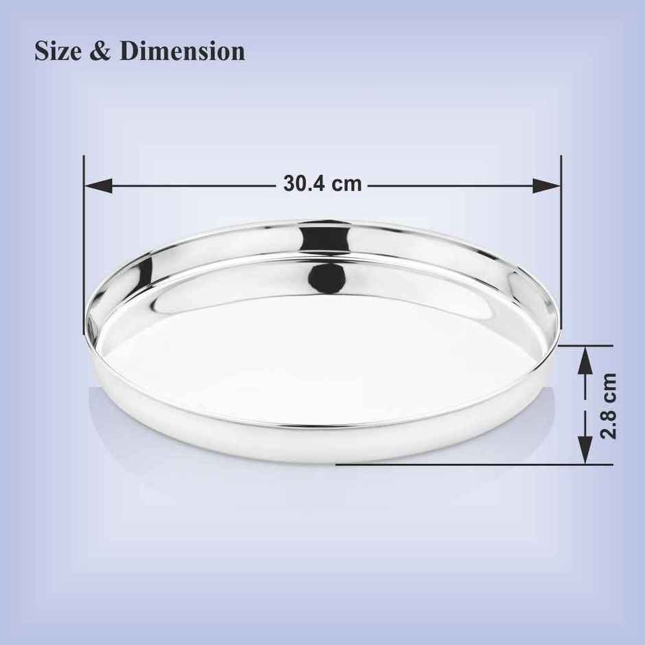 Steelera Stainless Steel Thali / Dinner Plate | Food Safe | 30 cm