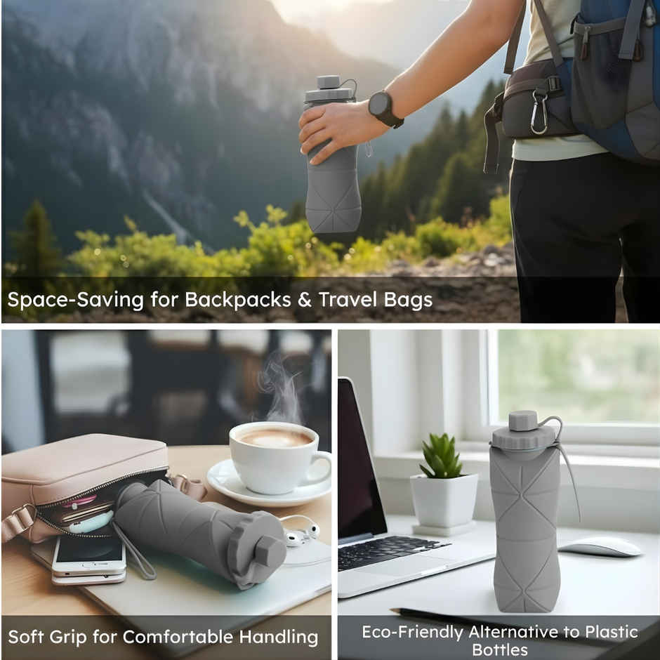 Se7en Silicone Folding Water Bottle 600Ml Travel Bottle for Sports, Gym Assorted Colour
