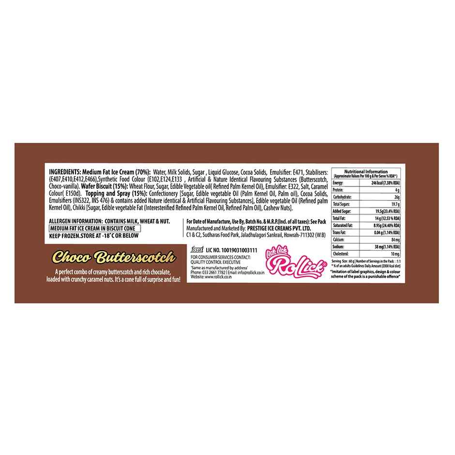 Rollick Choco Butterscotch Cone | Chocolatey & Buttery