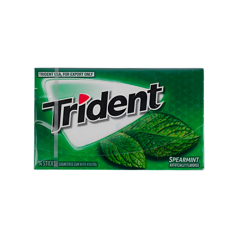 Trident Spearmint Gum (Sugar Free) 1 Pack (14 Sticks)