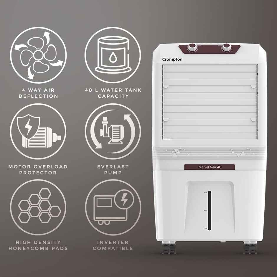Crompton Marvel Neo 40 Litre Personal Air Cooler for home | 4-way Air Deflection