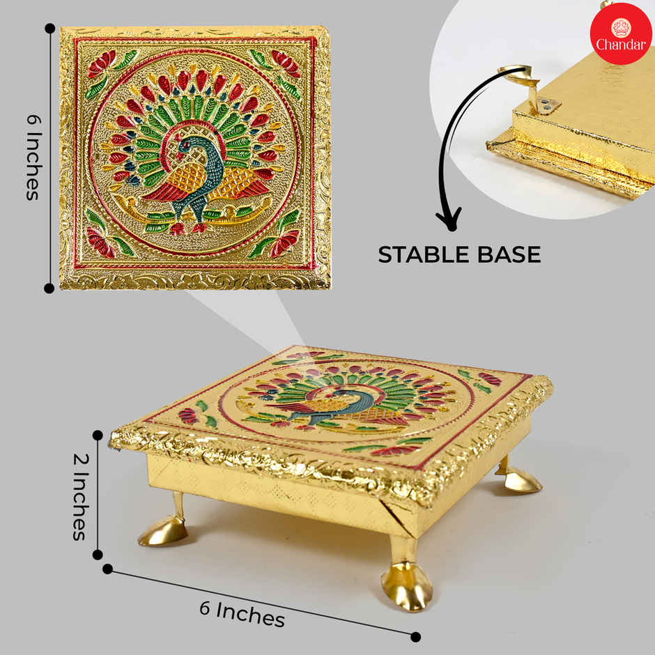 Meenakari Design Puja Chowki | 6 inch | Chandar