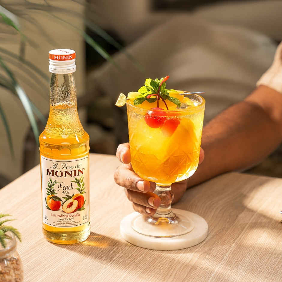 Monin Peach NAT Syrup for Cocktail |Mocktails |Mixers