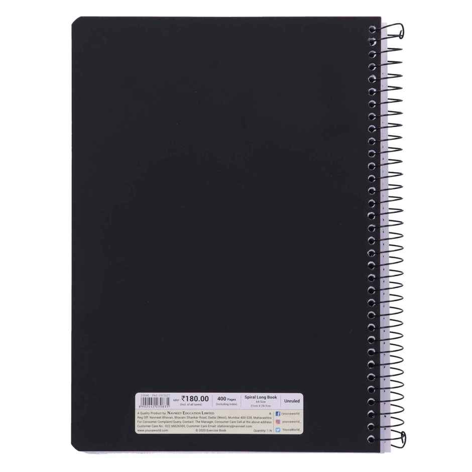 Navneet Youva Spiral Bound Unruled Notebook (400 Pages, A4 Size 21 cm x 29.7 cm, Colour May Vary)