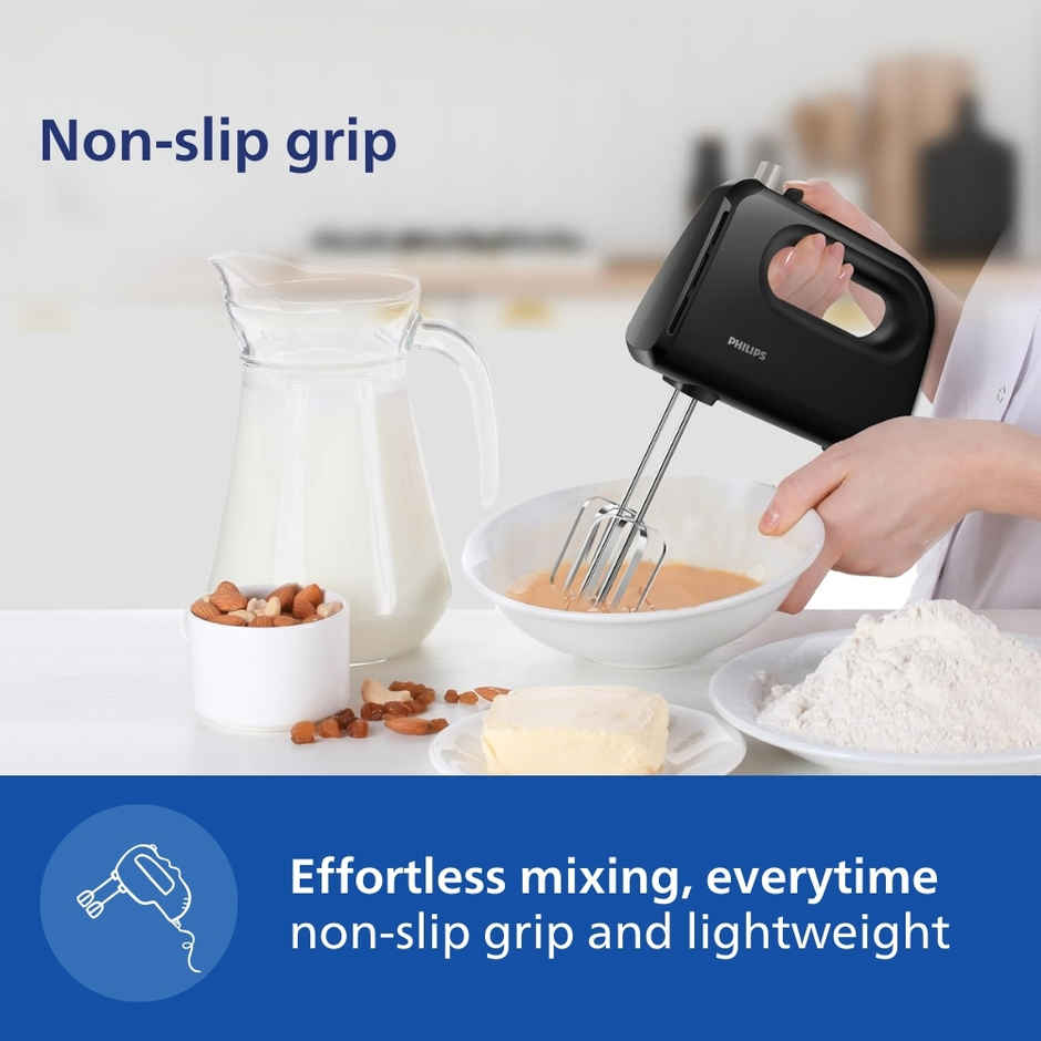 Philips Hr3705/10 300 Watt Lightweight Hand Mixer, Blender With 5 Speed Control Settings