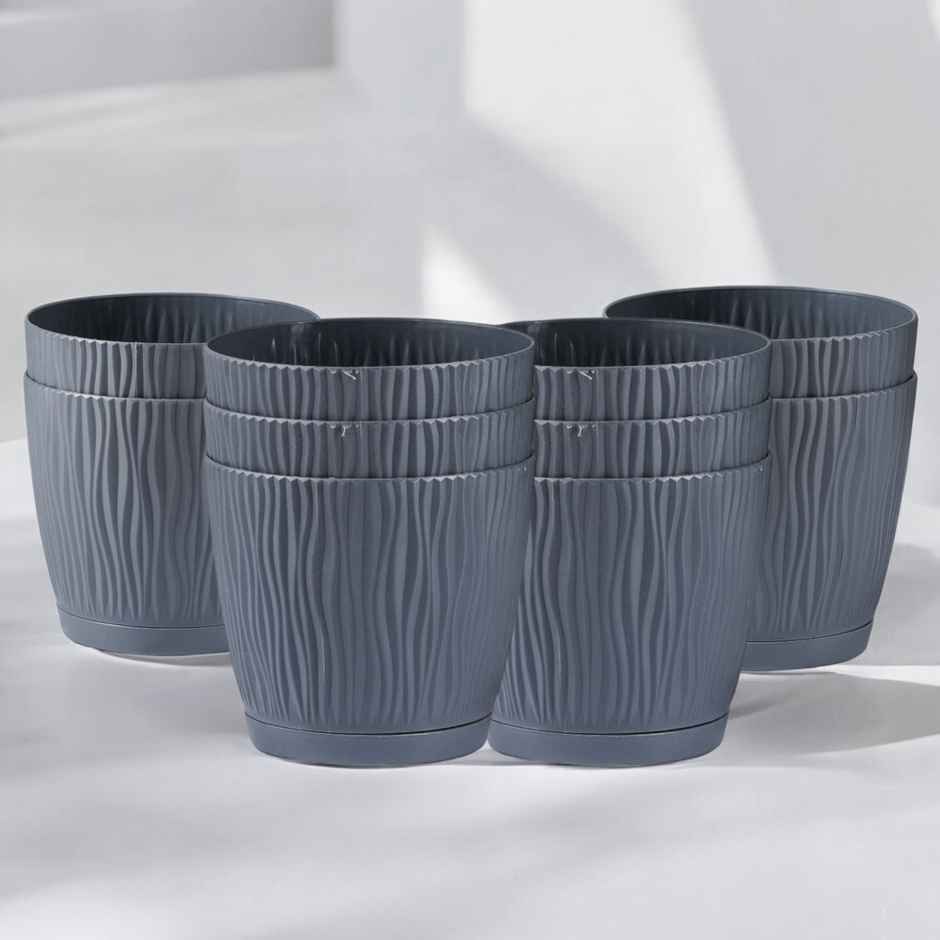 Nurturing Green - Self Watering Pots for Plants | Set of 10 | Grey | Size: 14cm x 12.5cm
