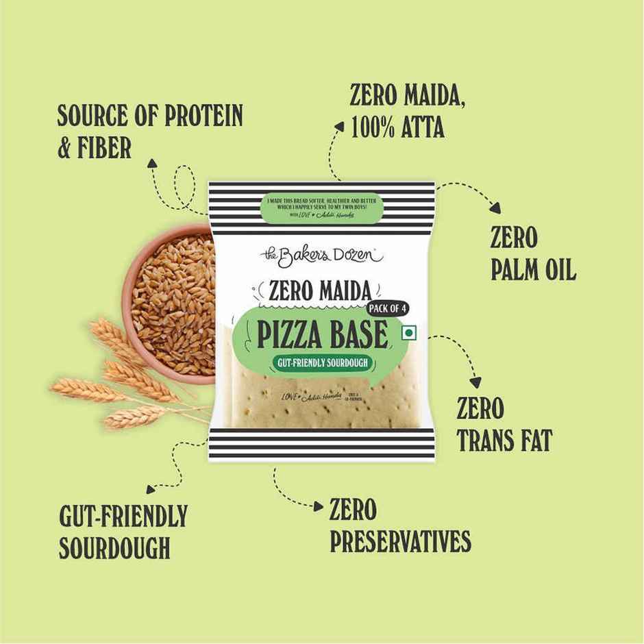 The Baker's Dozen Zero Maida Pizza Base | Gut Friendly Sourdough | Whole Wheat