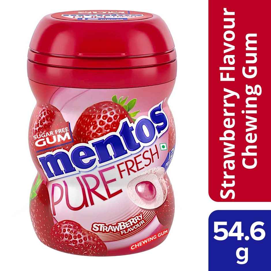 Mentos Pure Fresh Sugarfree Strawberry Chewing Gum Bottle