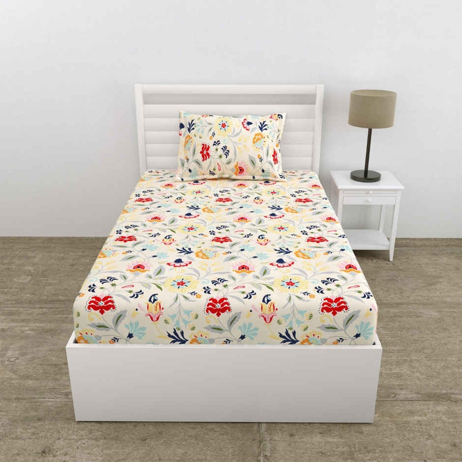 Haus & Kinder Ultra Soft All-Season Single Bedsheet | Lightweight, Breathable| Maison Fleur