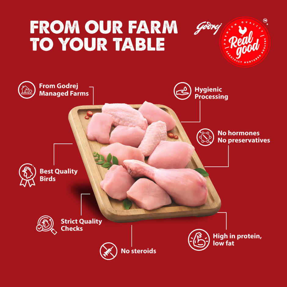 Godrej Real Good Chicken Curry Cut | Freshly Frozen | No Hormones, No Preservatives