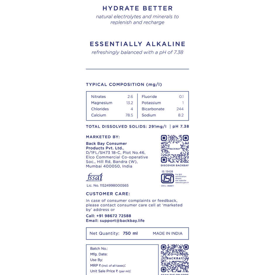 Backbay Aqua Himalayan Mineral Water | Naturally Occurring Electrolytes | Eco-Friendly | Hydrating