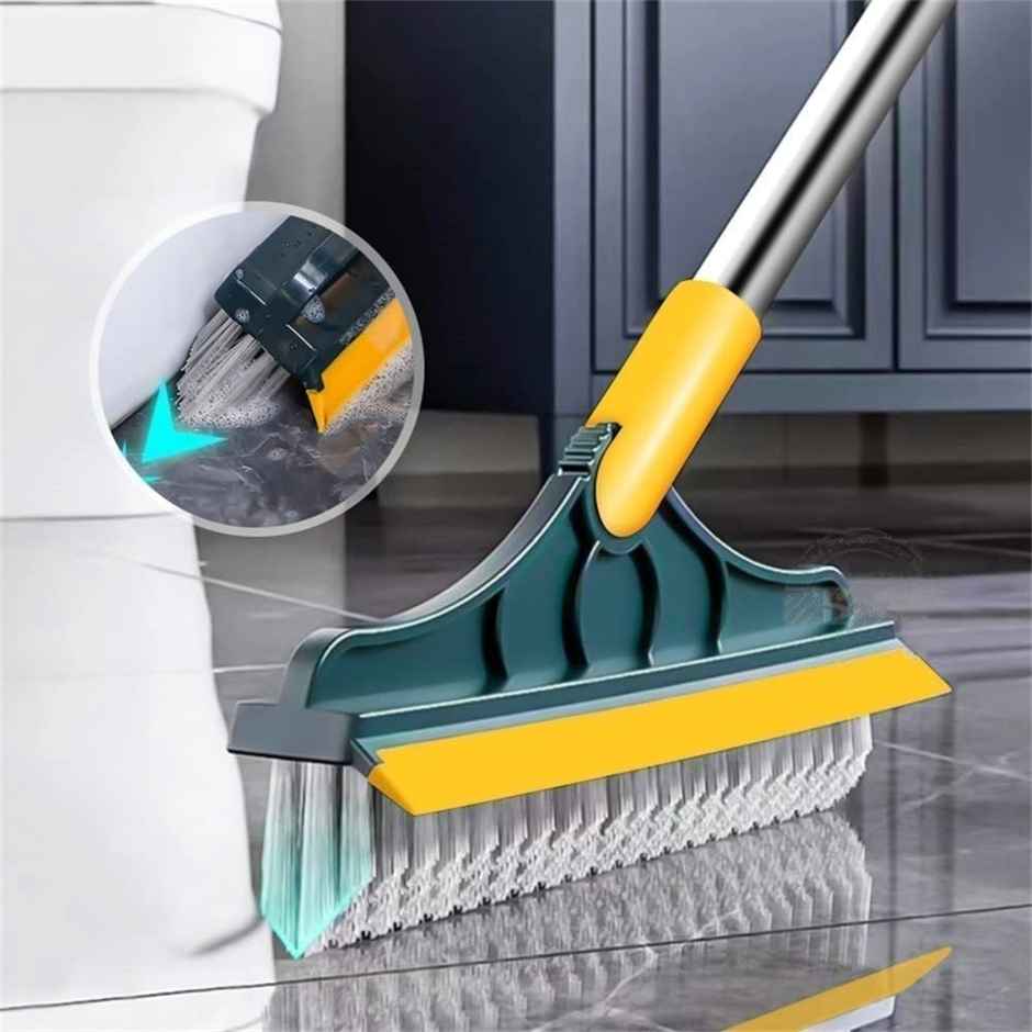 Perpetual Small Bathroom Cleaning Brush with Wiper | Extends to 47 inch | 120 Degree Rotatable
