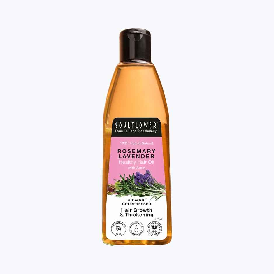 Soulflower Rosemary Coconut Hair Oil with Lavender & Amla Oil for Hair Growth - 225 ml