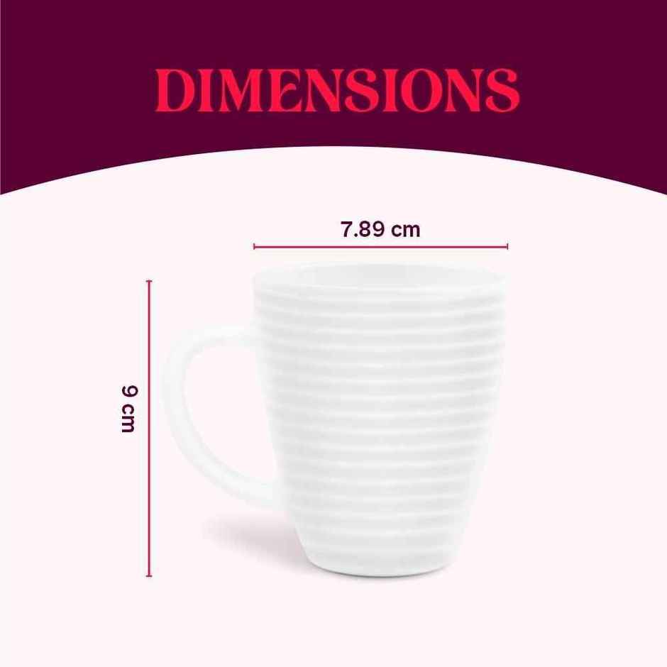 Larah By Borosil Orbit Opalware Set Of 2 Tea/Coffee Mugs, 240Ml Each, Microwave & Dishwasher Safe