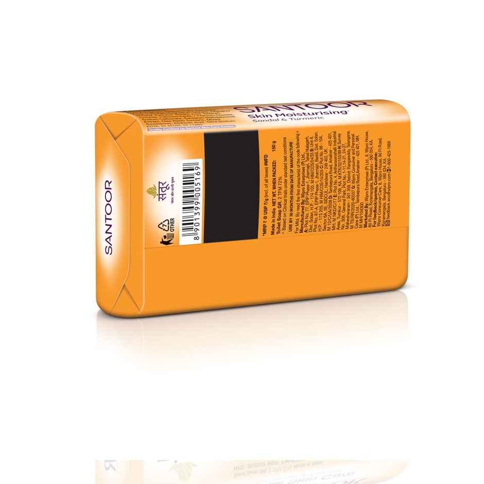 Santoor Skin Moisturizing Sandal and Turmeric Bathing Soap With Anti-Aging Properties