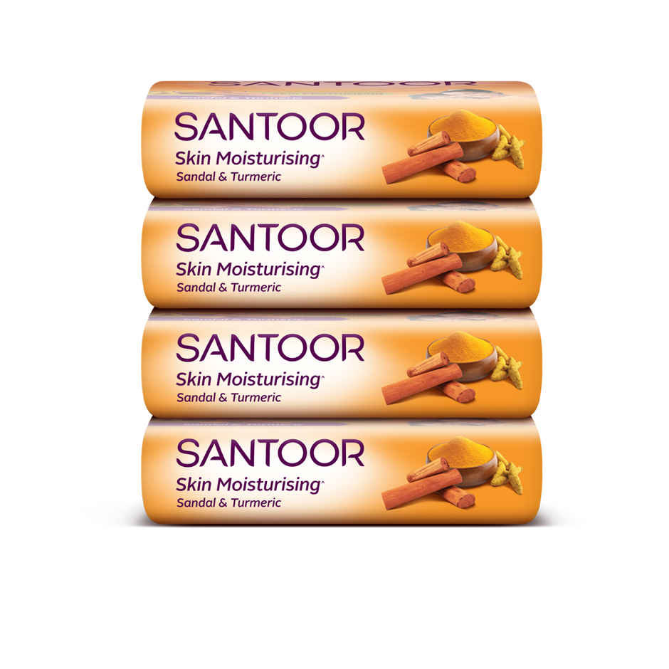 Santoor Skin Moisturizing Sandal and Turmeric Bathing Soap With Anti-Aging Properties