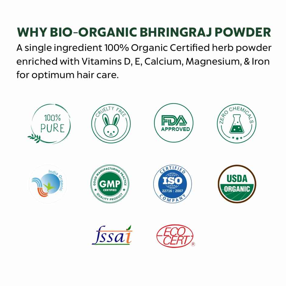 Bio Organic 100% Natural Bhringraj Powder by Indus Valley DIY Hair Mask for Soft & Hair Growth